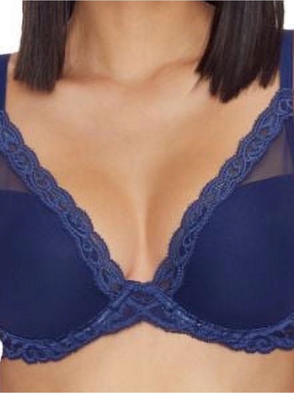 Natori Navy Blue Lace Plunge Bra